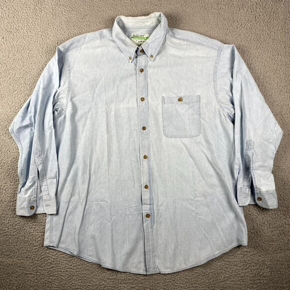 Orvis Buzz Off Shield Repellent Button Shirt Men's XL Blue Outdoors